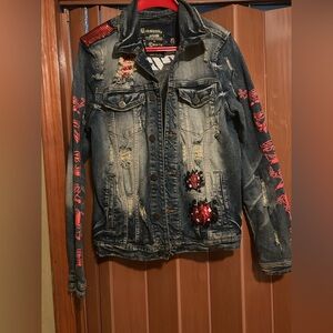 Dexter’s Lab Denim Jacket with Red sequin Details size small unisex